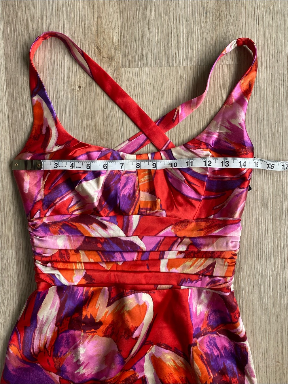 David Meister Silk Blend Floral Cocktail Dress NWT Red Pink Mini Party Dress - Picture 14 of 16